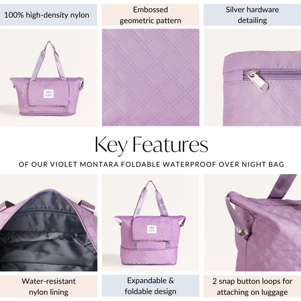 Montara Waterproof Over Night Bag Foldable Expandable Violet