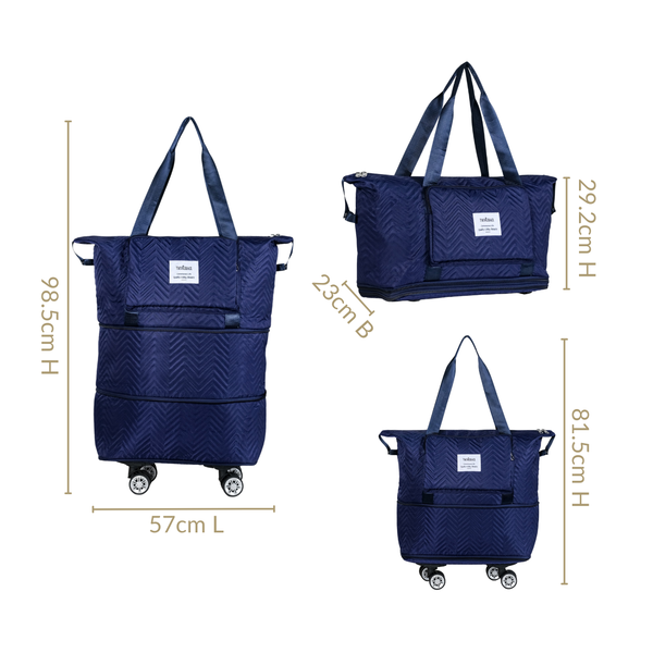 Movo Dual Expansion Travel Bag With Removable Wheels Dark Blue