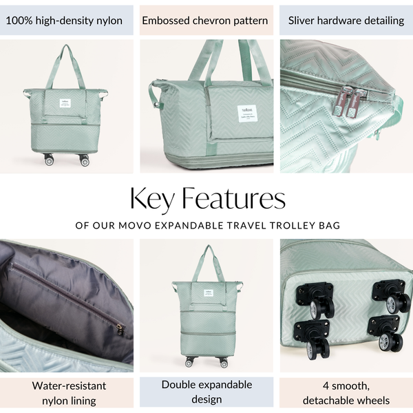 Movo Double Expandable Travel Bag With Detachable Wheels