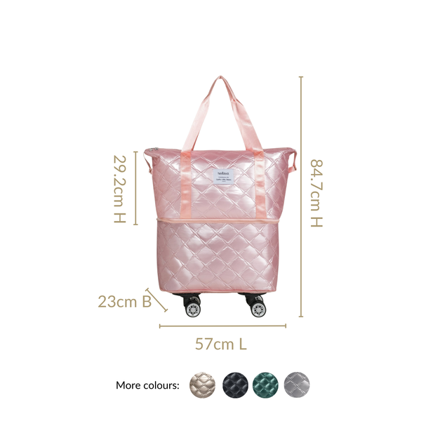 Movo Adjustable Travel Bag With Detachable Wheels Pearl Pink