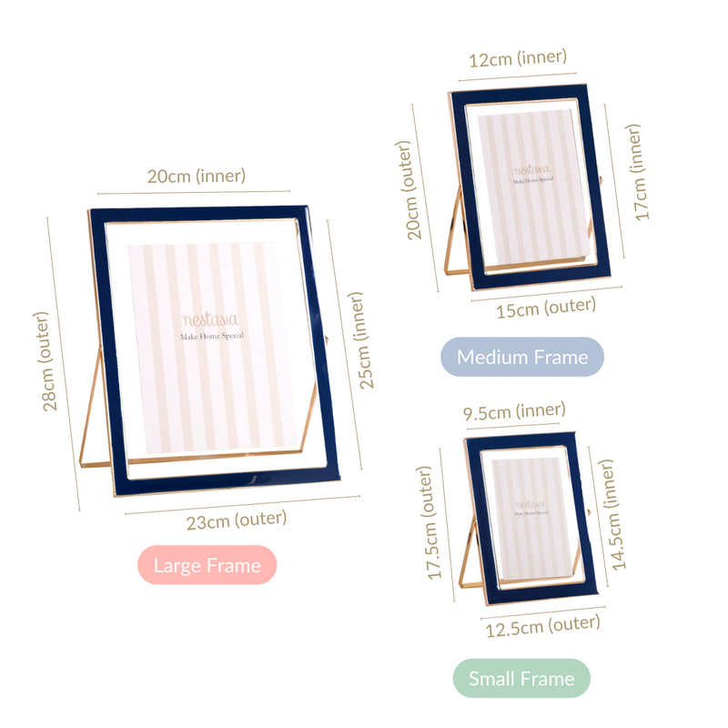 Metal Floating Picture Frame Navy Blue Set Of 3