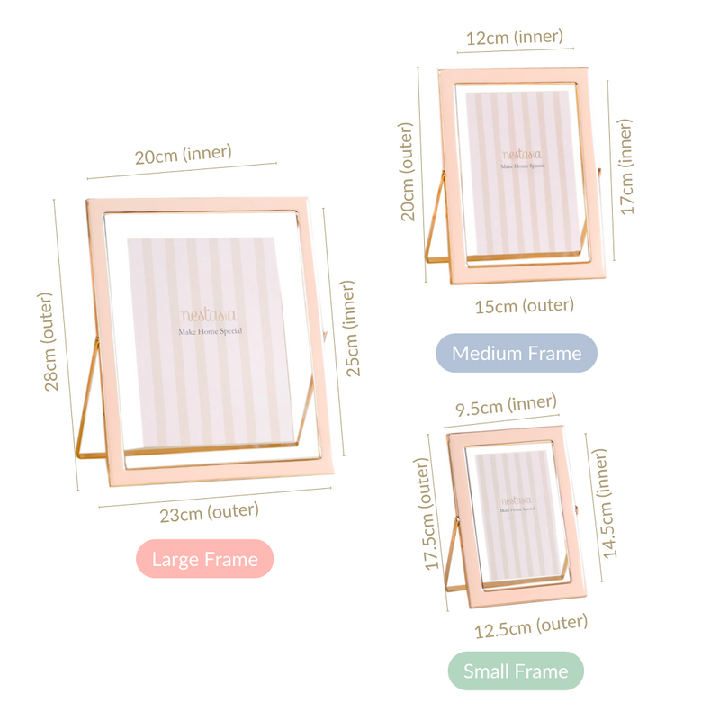 Set Of 3 Luxury Tabletop Photo Frames Peach