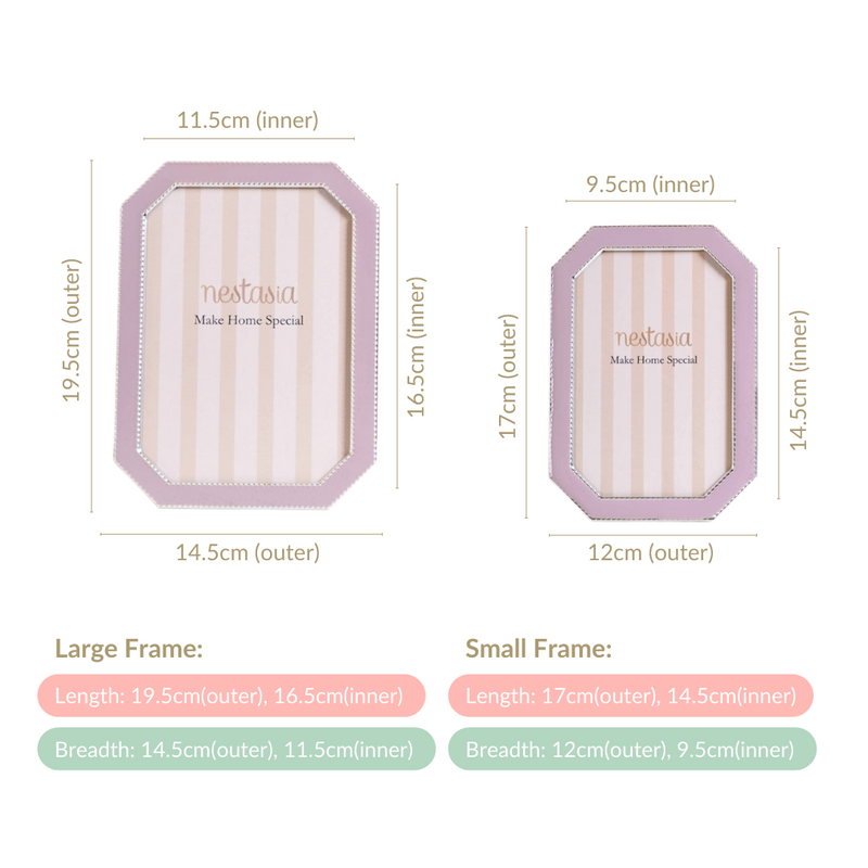 Octagon Metal Picture Frame Lavender Set Of 2