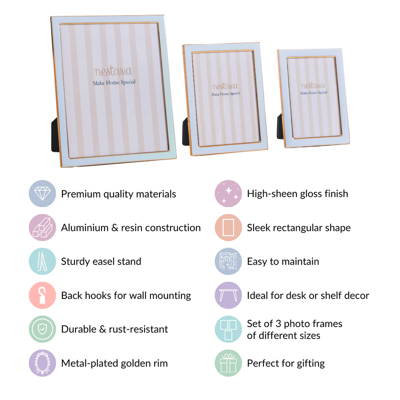 Set Of 3 Decorative Picture Frames Blue