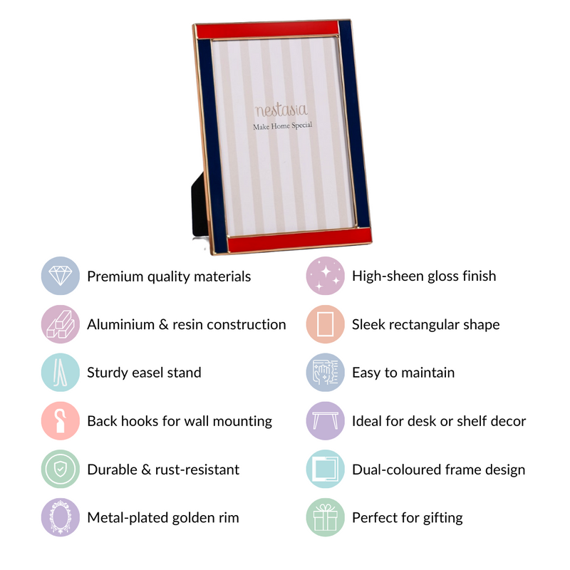 Dual Toned Photo Frame With Gold Rim 7.5"x6"- Dual-Toned Photo Frame, Gold Rim Frame, Decorative Photo Frame, Two-Toned Picture Frame, Elegant Gold Rim Frame