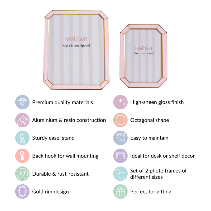 Set Of 2 Opulent Photo Frames Pink Gold