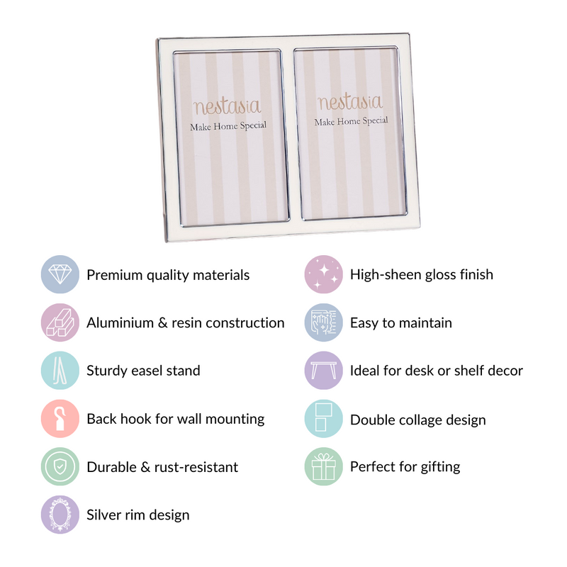 Double Collage Contemporary Picture Frame White 8.5"x6.5"- Double Collage Frame, Contemporary Picture Frame, White Photo Frame, Modern Collage Frame