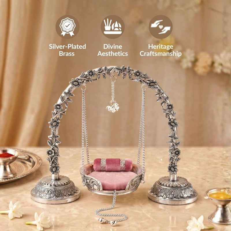 Silver Plated Brass Arch Laddoo Gopal Jhula