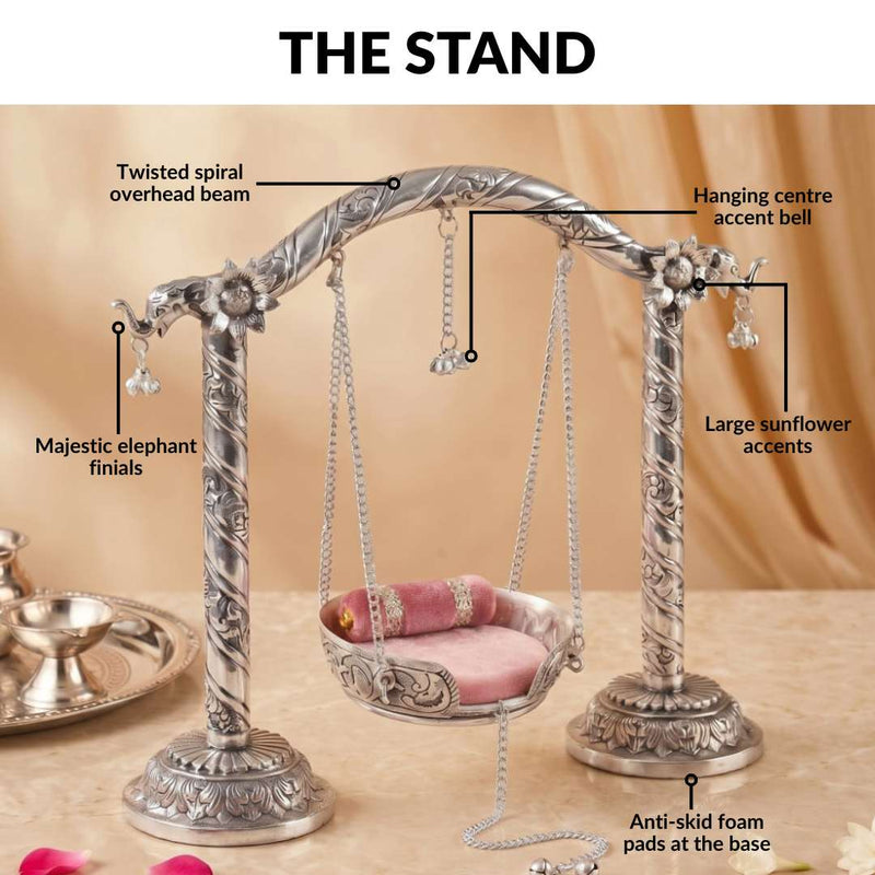 Pure Brass Silver Plated Jhula For Laddu Gopal
