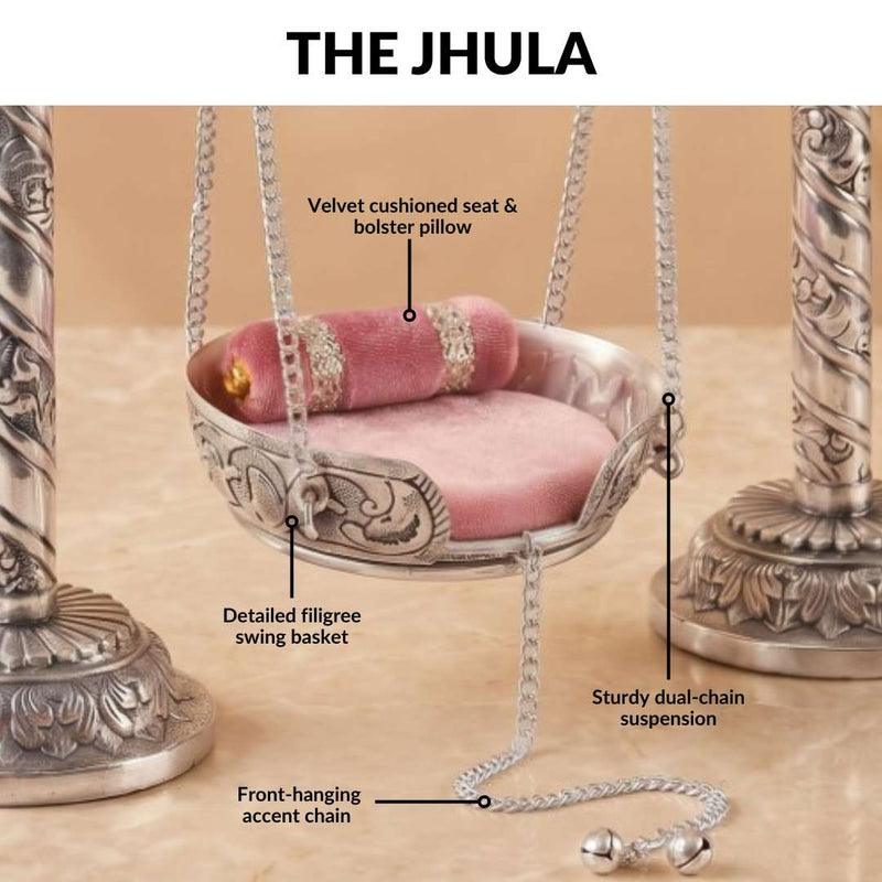 Pure Brass Silver Plated Jhula For Laddu Gopal