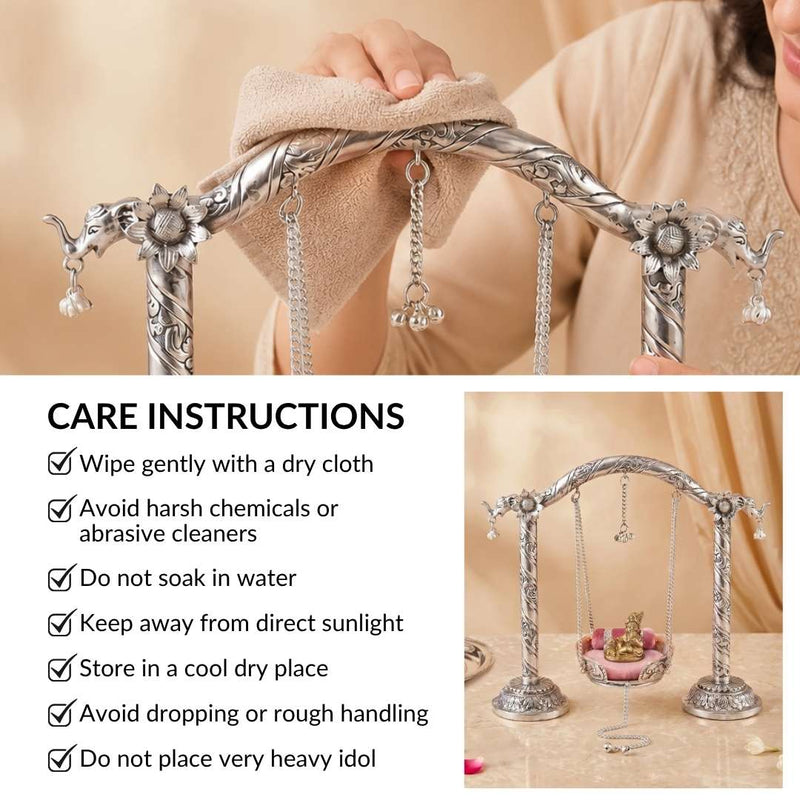 Pure Brass Silver Plated Jhula For Laddu Gopal