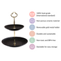 Black and Gold 2-Tier Ceramic Cupcake Stand