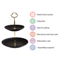 Black and Gold 2-Tier Ceramic Cupcake Stand