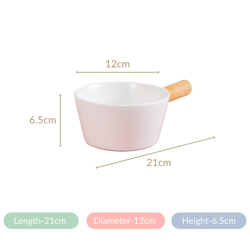 Ceramic Snack Bowl With Handle White 450 ml - snack bowl, soup bowl, noodle bowl, salad bowls, bowl for snacks, bowl with handle