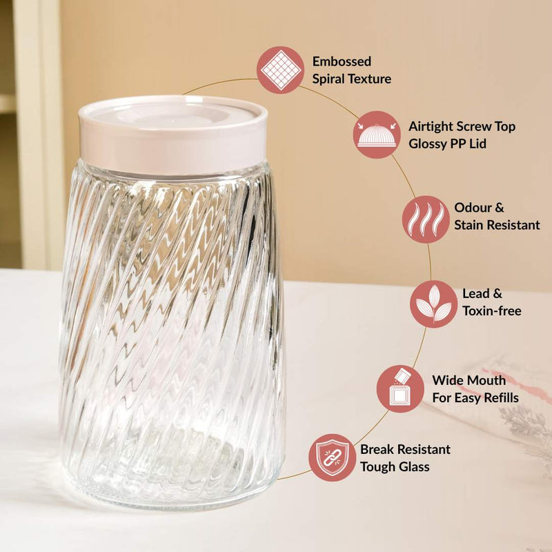 Tall Swirl Jar With Lid Set Of 4 1700ml