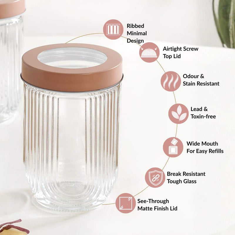Minimal Jar With See Through Lid Set Of 4 Large 1200ml