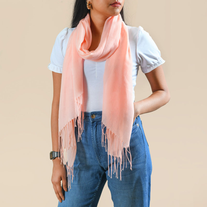 Woolen Blend Scarf Baby Pink Peach