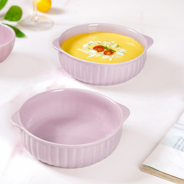 Set Of 2 Lilac Ceramic Baking And Serving Dish 800ml