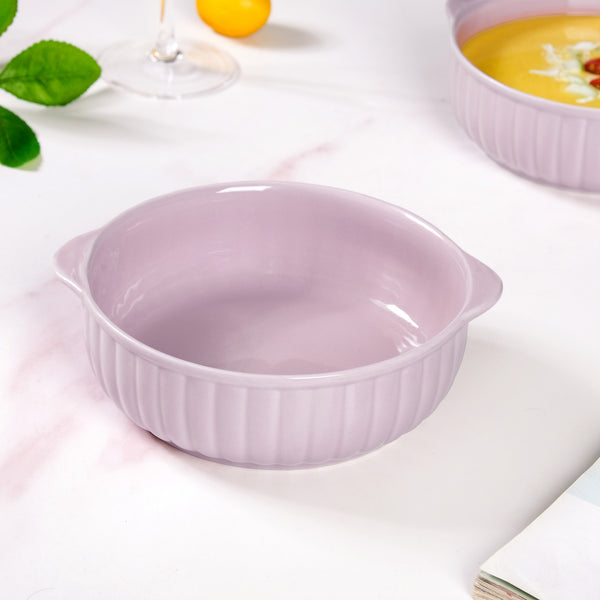 Set Of 2 Lilac Ceramic Baking And Serving Dish 800ml