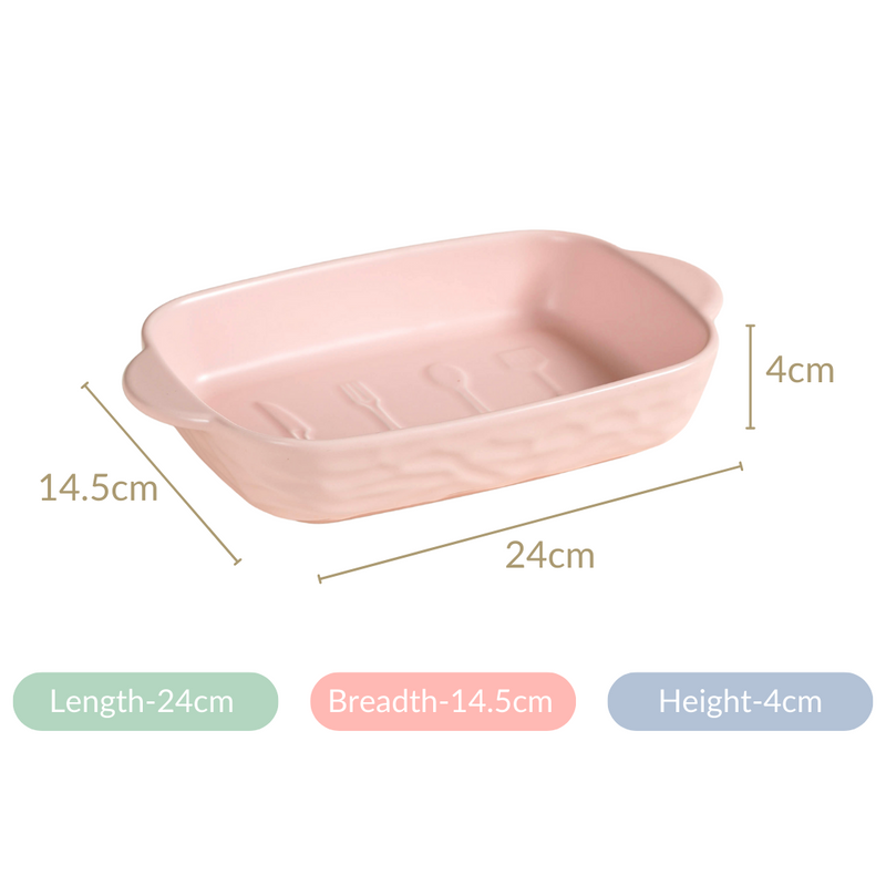 Ceramic Casserole Dish WIth Double Handle Pink 650 ml
