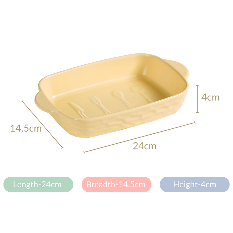 Ceramic Baking Dish With Handle Yellow 650 ml