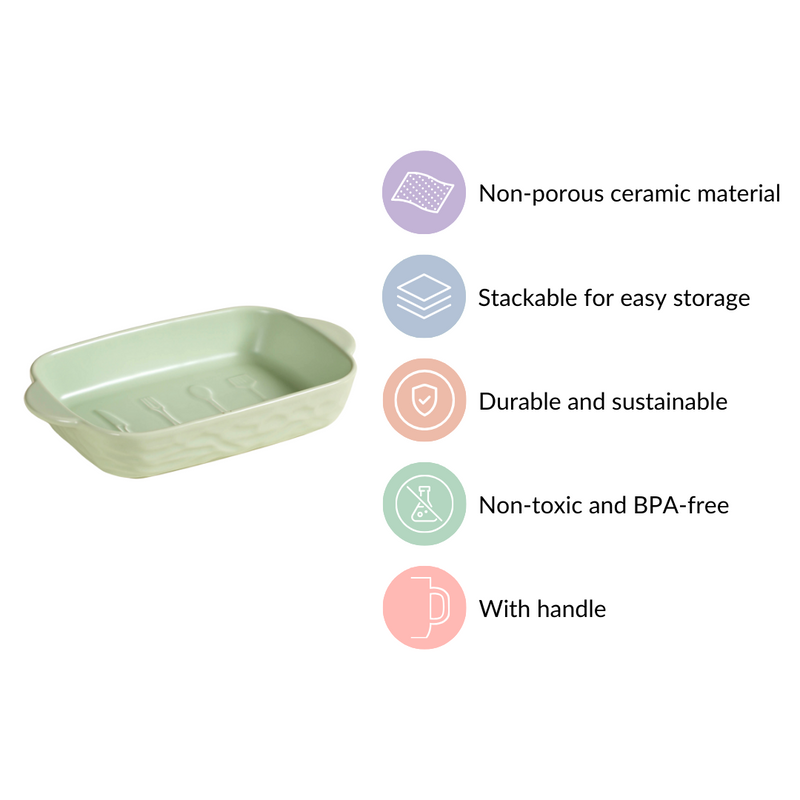 Premium Ceramic Baking Dish Green 650 ml