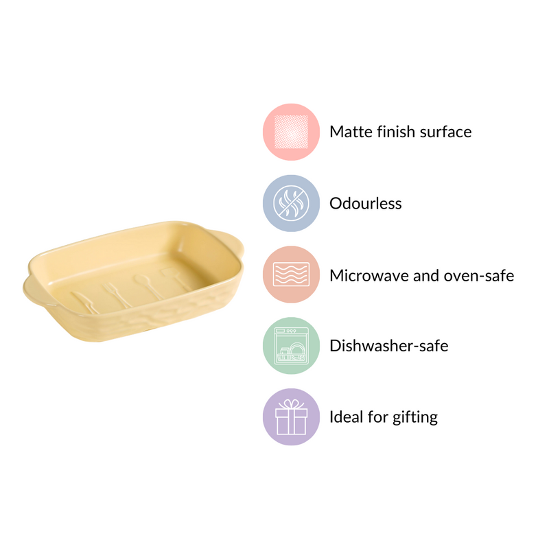 Ceramic Baking Dish With Handle Yellow 650 ml