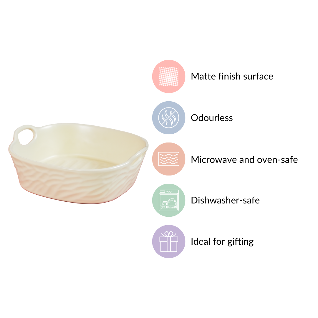 Ceramic Serving Bowl With Double Handle White 800 ml