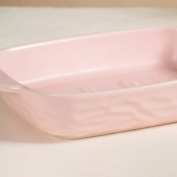 Ceramic Casserole Dish WIth Double Handle Pink 650 ml