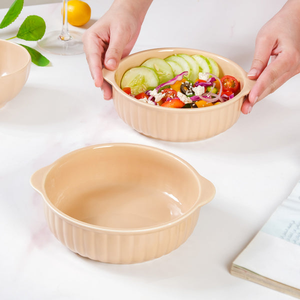 Modern Ribbed Casserole Dishes For Serving Set Of 2 800ml