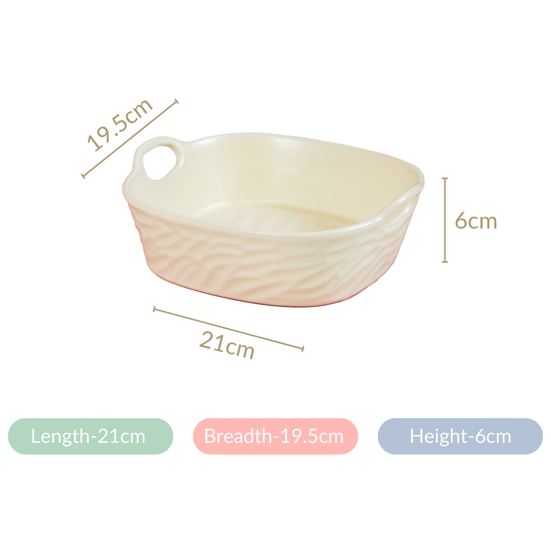 Ceramic Serving Bowl With Double Handle White 800 ml - Serving bowl, baking bowl, ceramic baking bowl, ceramic serving bowl