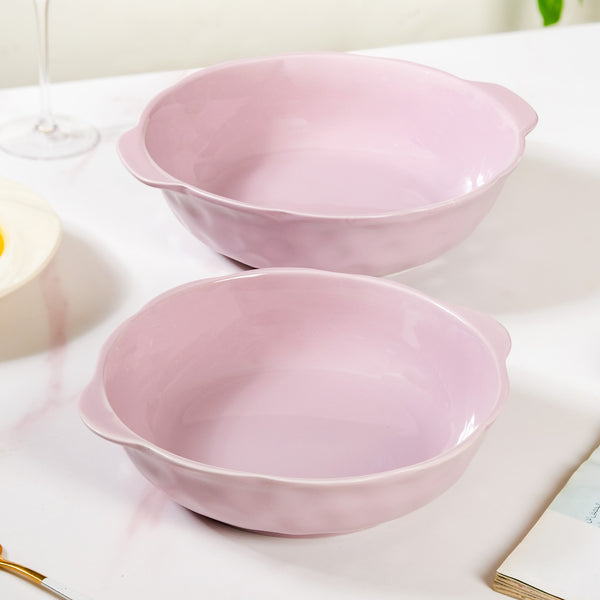 Textured Pebble Ceramic Baking And Serving Bowls Set Of 2