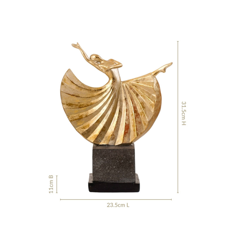 Ballet Dancer Home Decor Statue In Golden