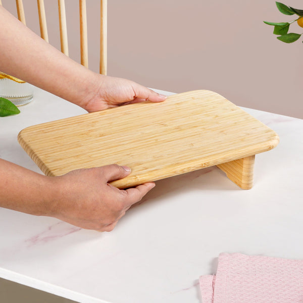 Bamboo Pedestal Serving Platter 13 Inch