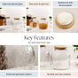 Diamond Glass Storage Jars with Bamboo Lid Set of 2 1400ml