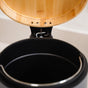 Bamboo Lid Metal Dustbin With Bucket Black 3000ml