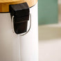 Bamboo Lid Metal Dustbin With Bucket White 3000ml