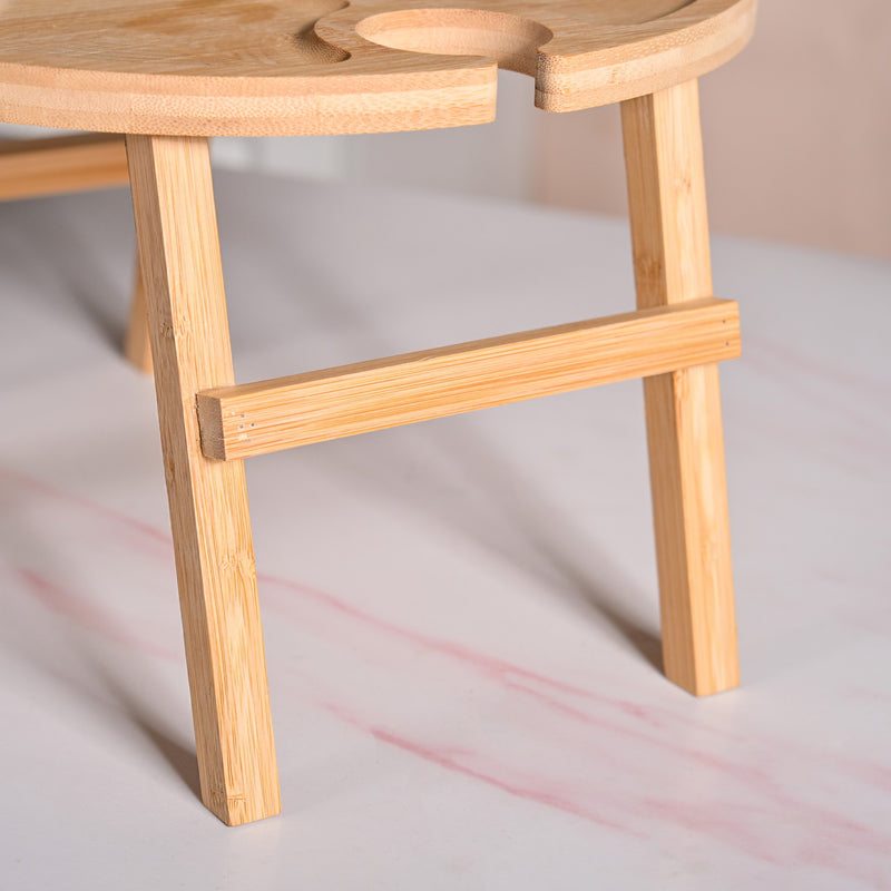 Bamboo Picnic Table With Wine Glass Holder