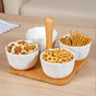 Bamboo Platter With Ceramic Bowls Set Of 5