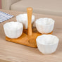 Bamboo Platter With Ceramic Bowls Set Of 5