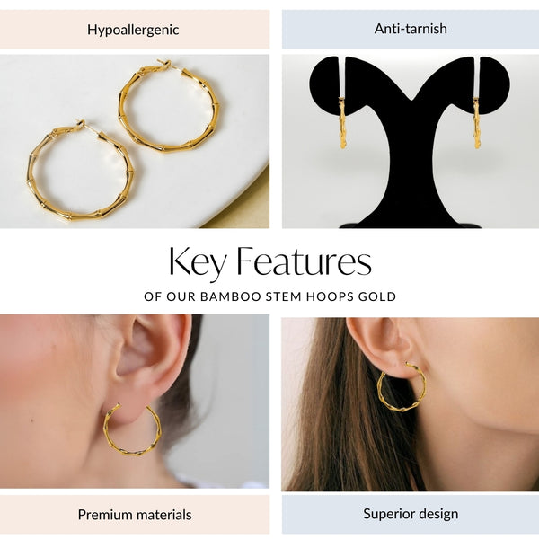 Bamboo Stem Hoops Gold