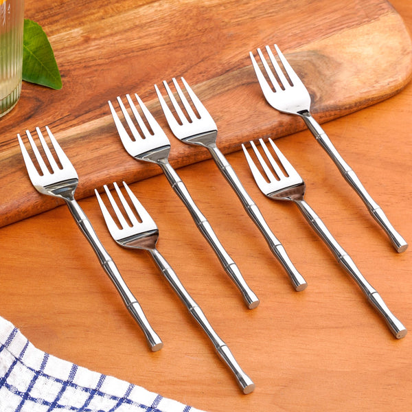 Bamboo Stem Stainless Steel Fork Set Of 6
