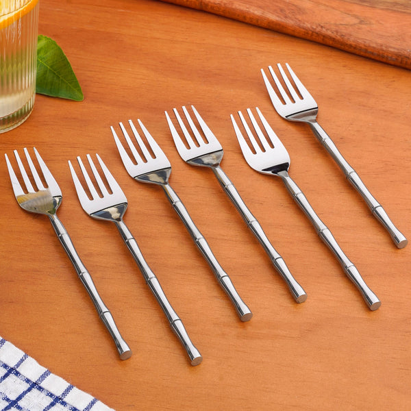 Bamboo Inspired Stainless Steel Fork Set Of 6