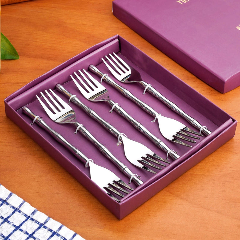 Bamboo Stem Stainless Steel Fork Set Of 6