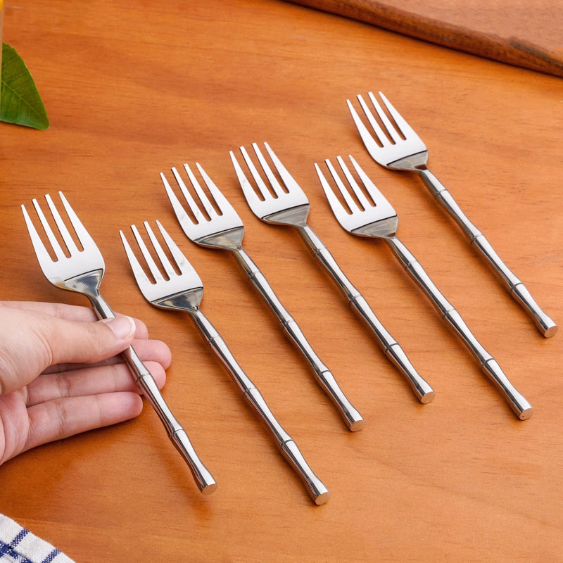 Bamboo Stem Stainless Steel Fork Set Of 6