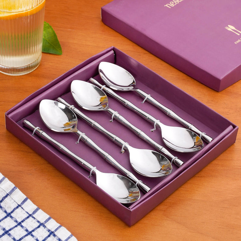 Bamboo Stem Stainless Steel Spoon Set Of 6