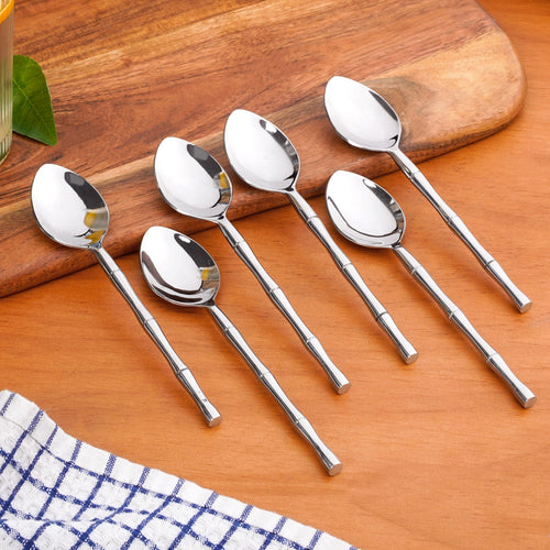 Bamboo Stem Stainless Steel Spoon Set Of 6