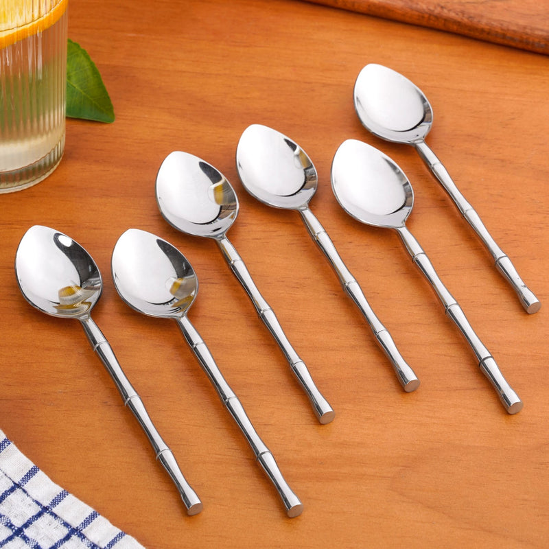 Bamboo Stem Stainless Steel Spoon Set Of 6
