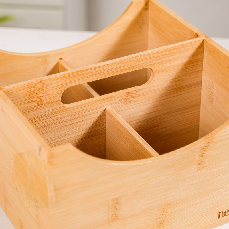 Bamboo Utensil Caddy With Handle