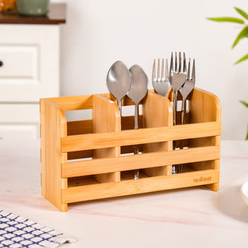 Bamboo Wood Cutlery Holder